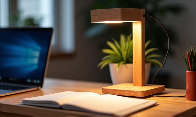 Ergonomische Holzleuchte für das Homeoffice